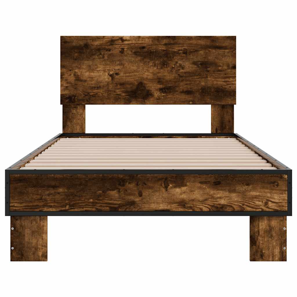 Smoked Oak Bed Frame 90x200 cm - Elegant Design, No Mattress
