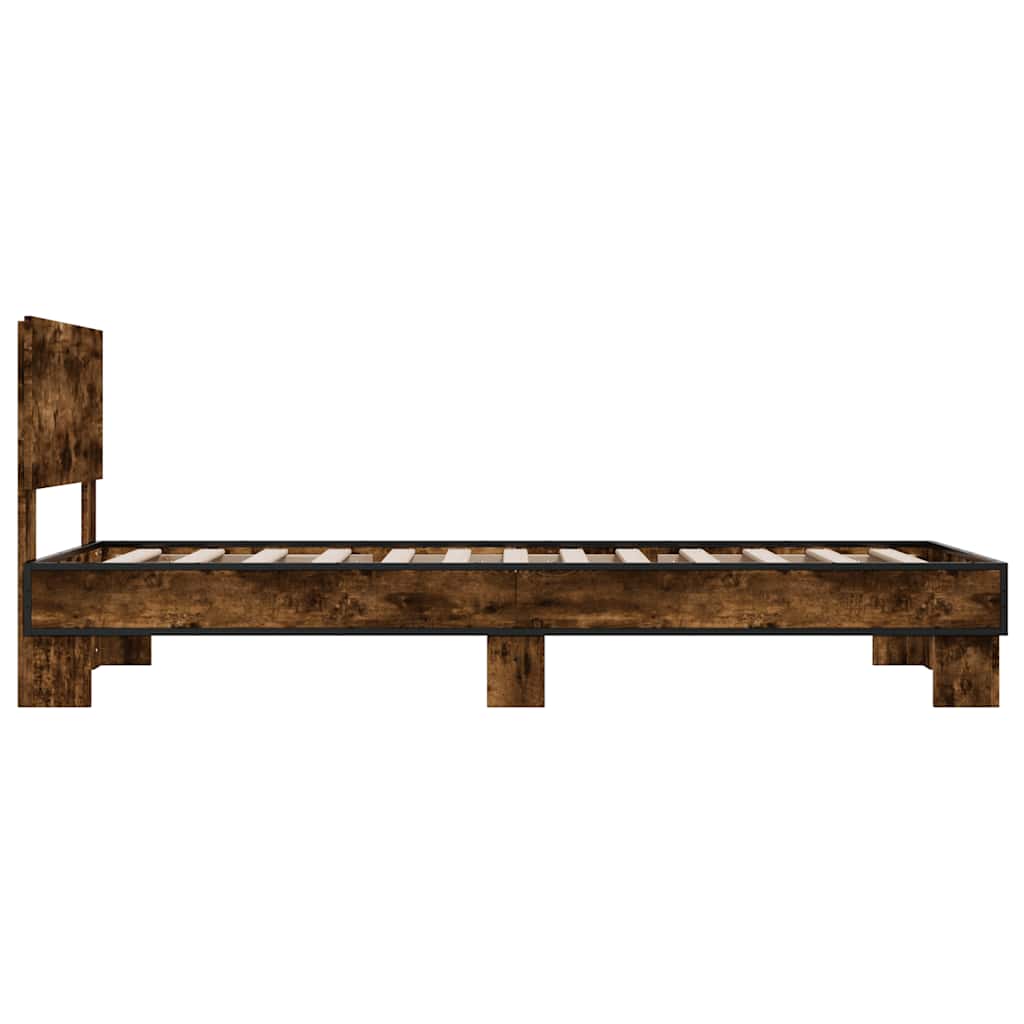 Smoked Oak Bed Frame 90x200 cm - Elegant Design, No Mattress