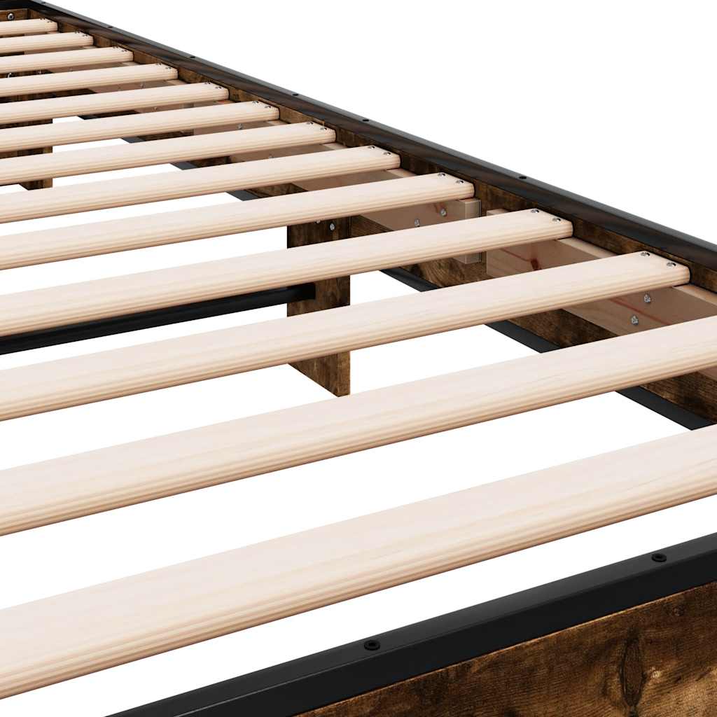Smoked Oak Bed Frame 90x200 cm - Elegant Design, No Mattress