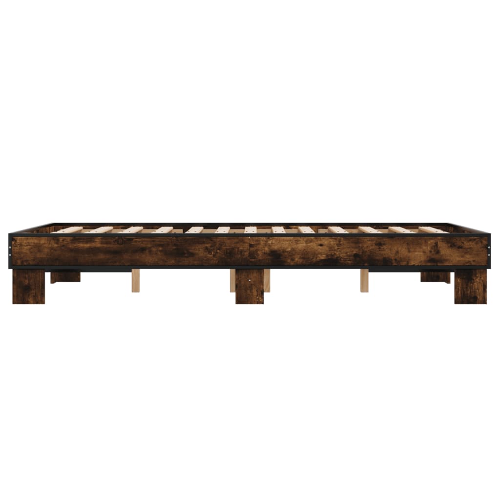 Smoked Oak Bed Frame 140x200 cm - Modern Wood Design