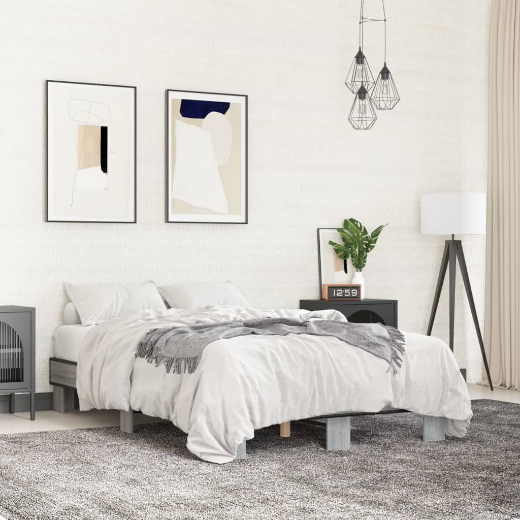 Stylish Grey Sonoma Bed Frame 140x200 cm - Durable & Elegant