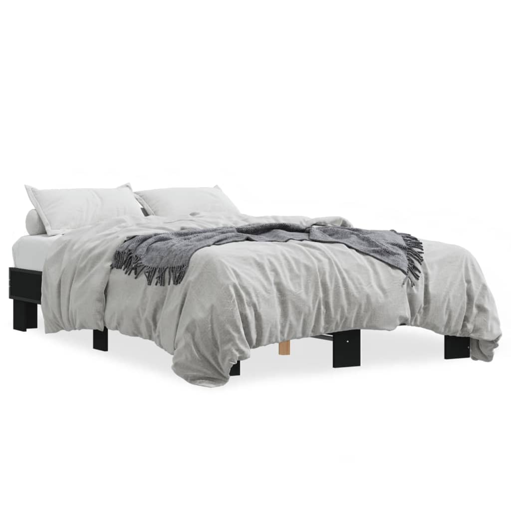 Sleek Black Metal Bed Frame 120x200 cm - No Mattress Included