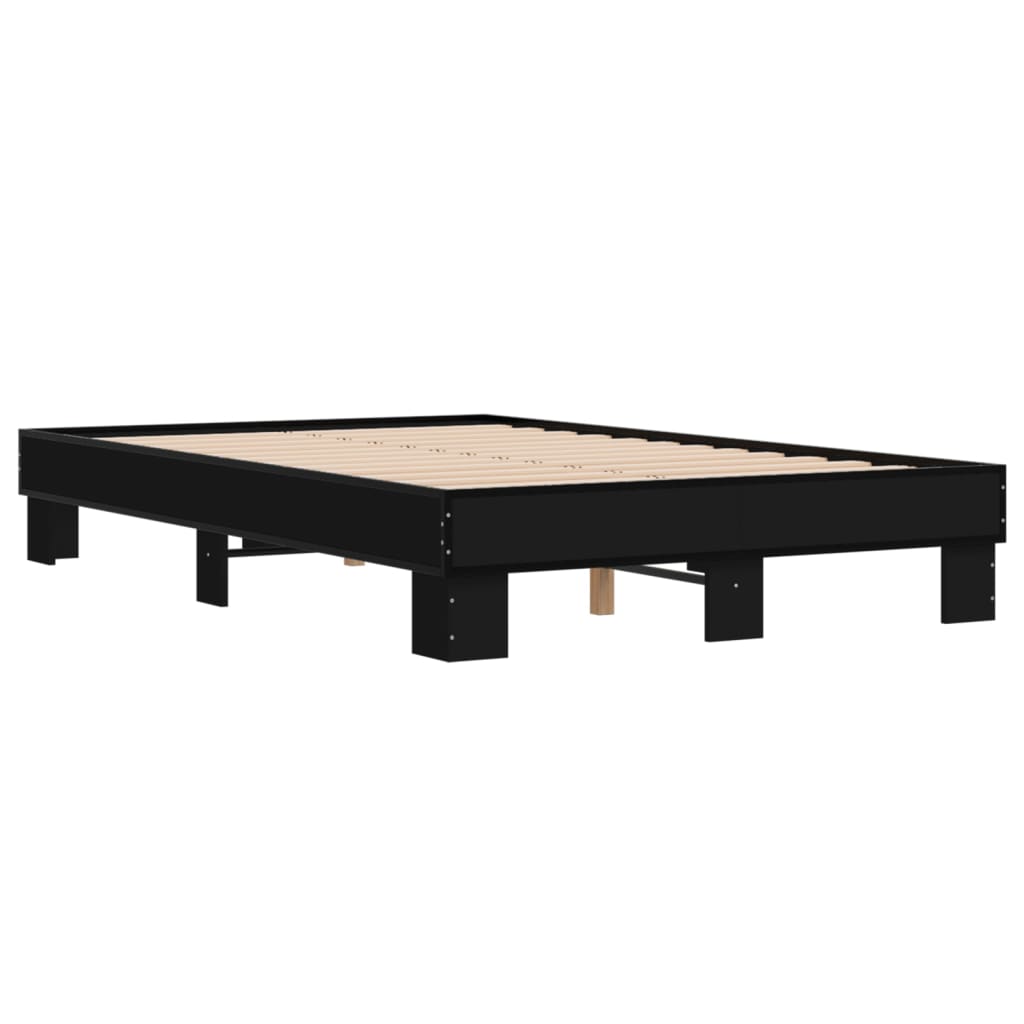 Sleek Black Metal Bed Frame 120x200 cm - No Mattress Included