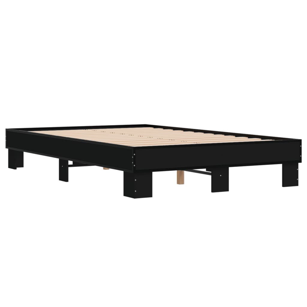 Sleek Black Metal Bed Frame 120x200 cm - No Mattress Included