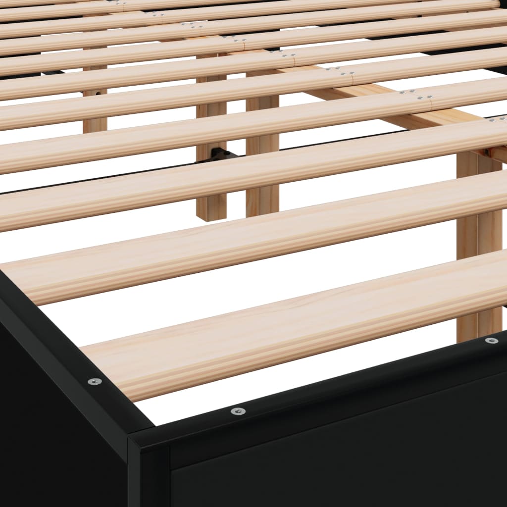 Sleek Black Metal Bed Frame 120x200 cm - No Mattress Included