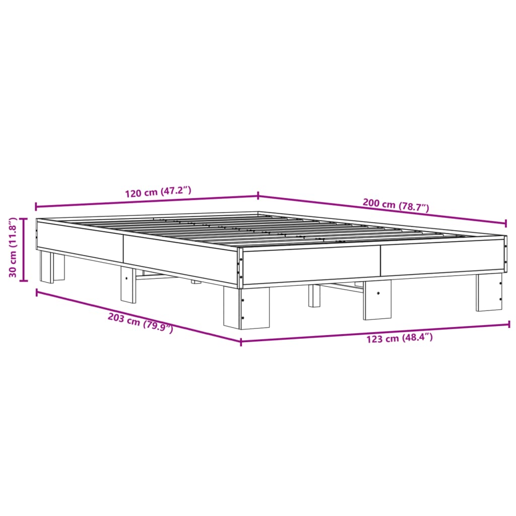 Sleek Black Metal Bed Frame 120x200 cm - No Mattress Included