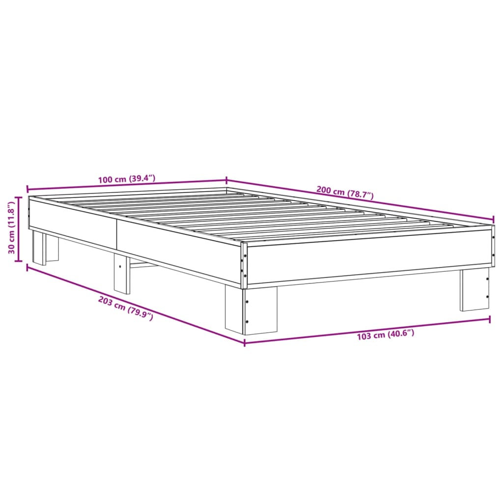 Sonoma Oak Bed Frame 100x200 cm - Stylish Wooden Design