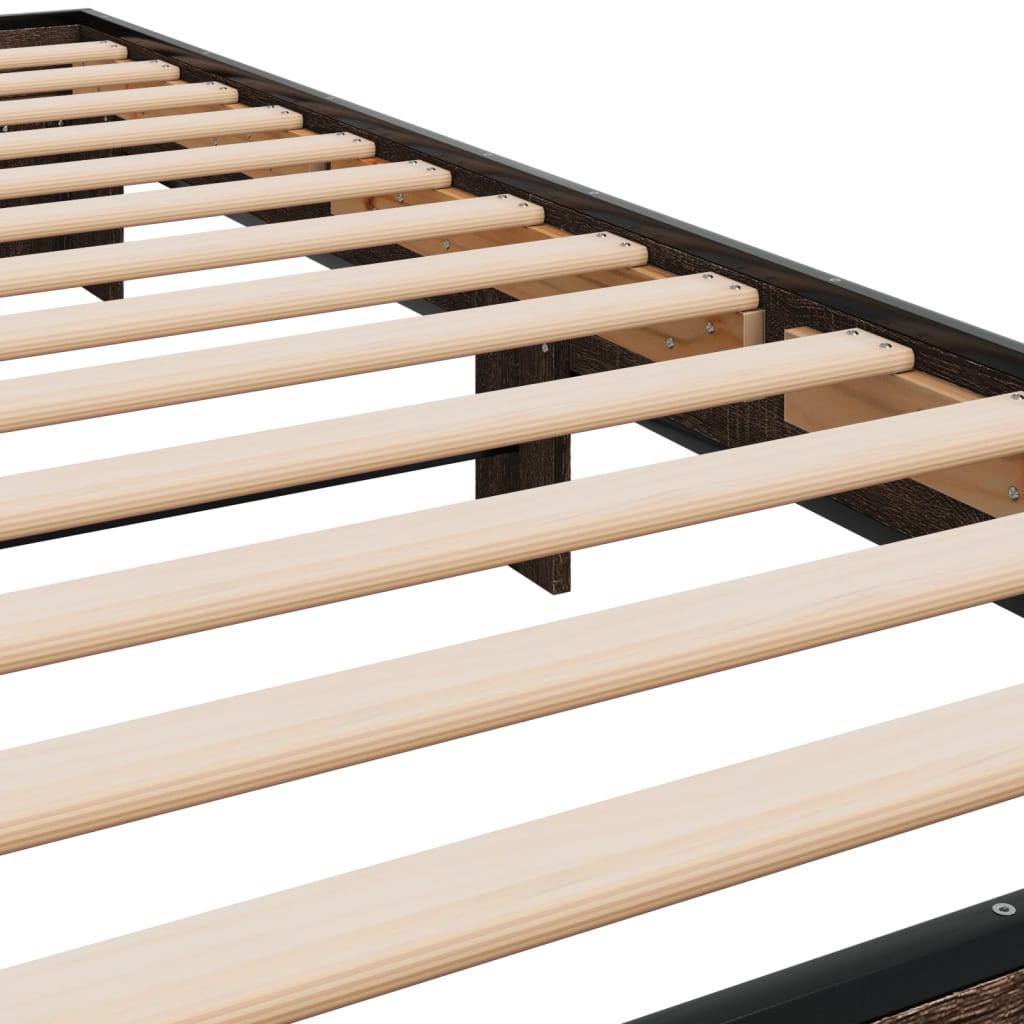 Brown Oak Bed Frame (100x200 cm) - Sturdy & Stylish Design