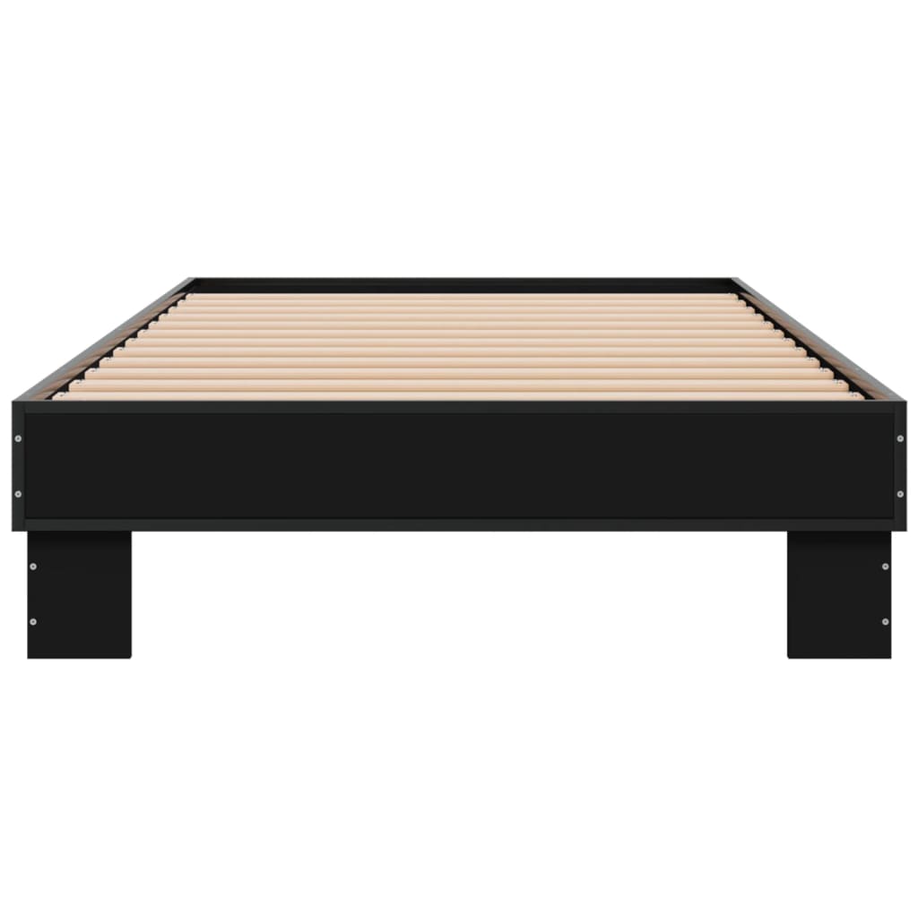 Sleek Black Metal Bed Frame 90x200 cm - Modern Design Without Mattress