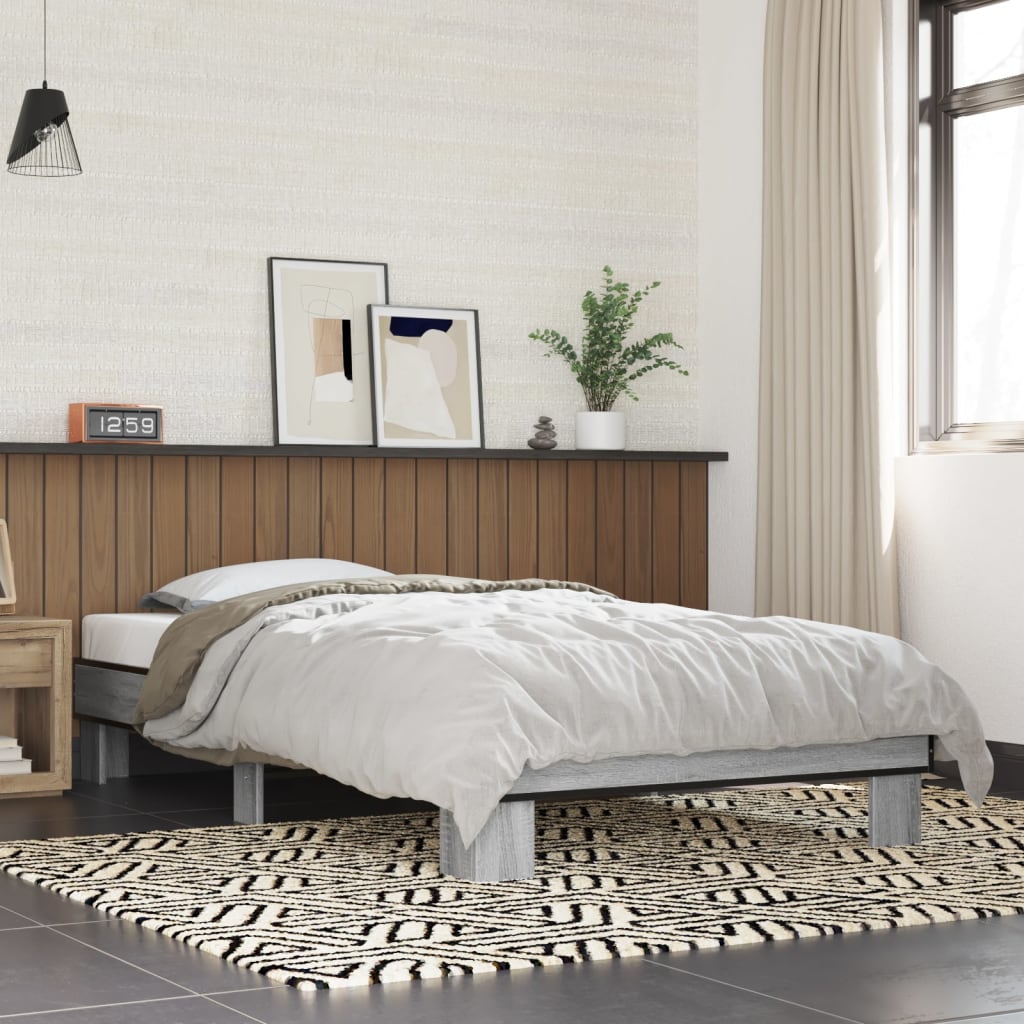 Sonoma Grey Bed Frame 90x200 cm - Modern Wood Finish