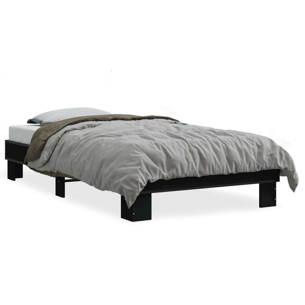 Sleek Black Metal Bed Frame 75x190cm - Small Single Size