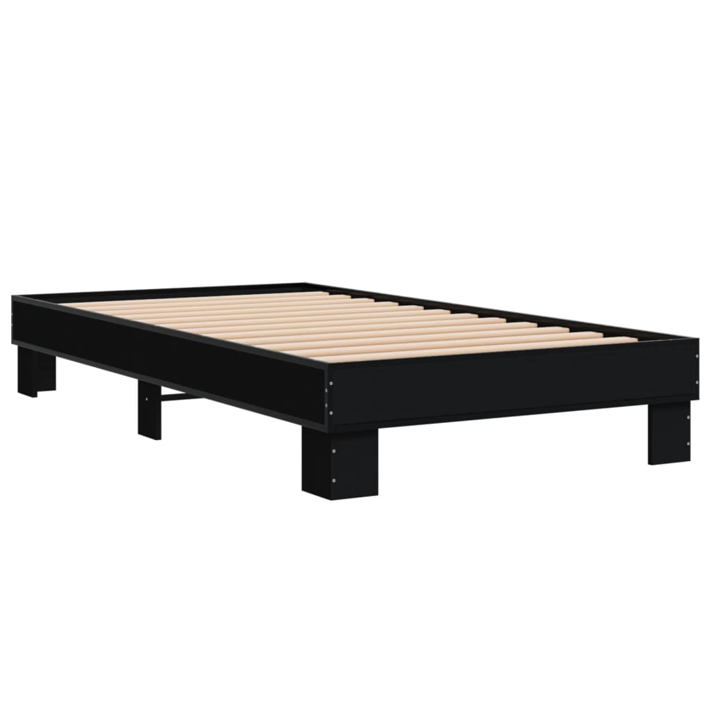 Sleek Black Metal Bed Frame 75x190cm - Small Single Size