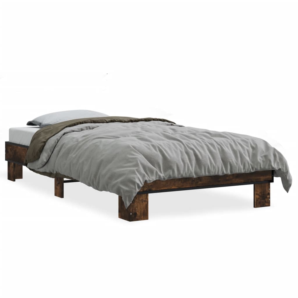 Smoked Oak Small Single Bed Frame 75x190 cm - No Mattress Included
