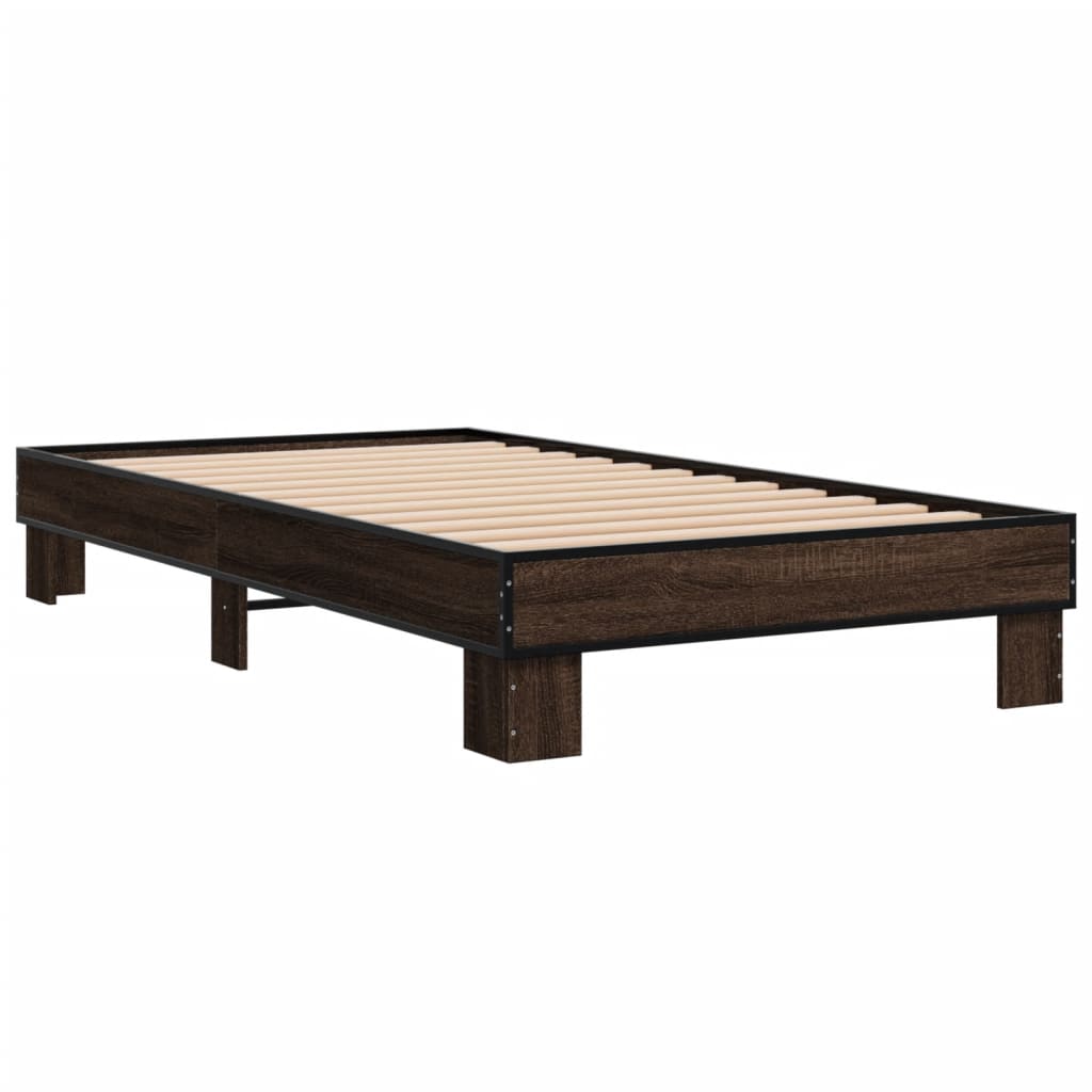 Compact Brown Oak Bed Frame - Small Single 75x190 cm (Mattress Not Incl.)