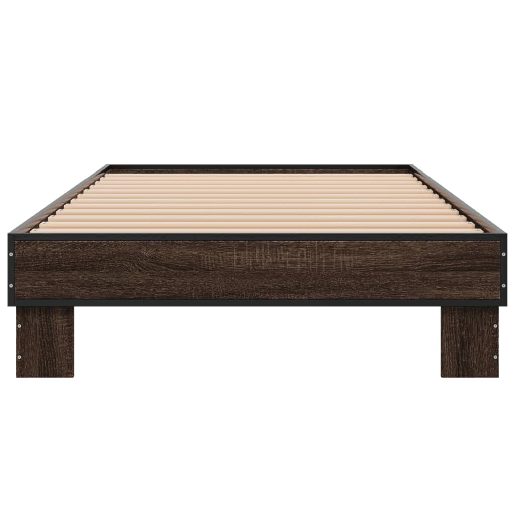 Compact Brown Oak Bed Frame - Small Single 75x190 cm (Mattress Not Incl.)