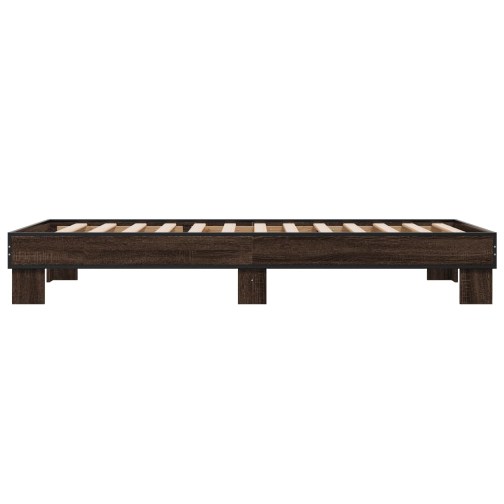 Compact Brown Oak Bed Frame - Small Single 75x190 cm (Mattress Not Incl.)
