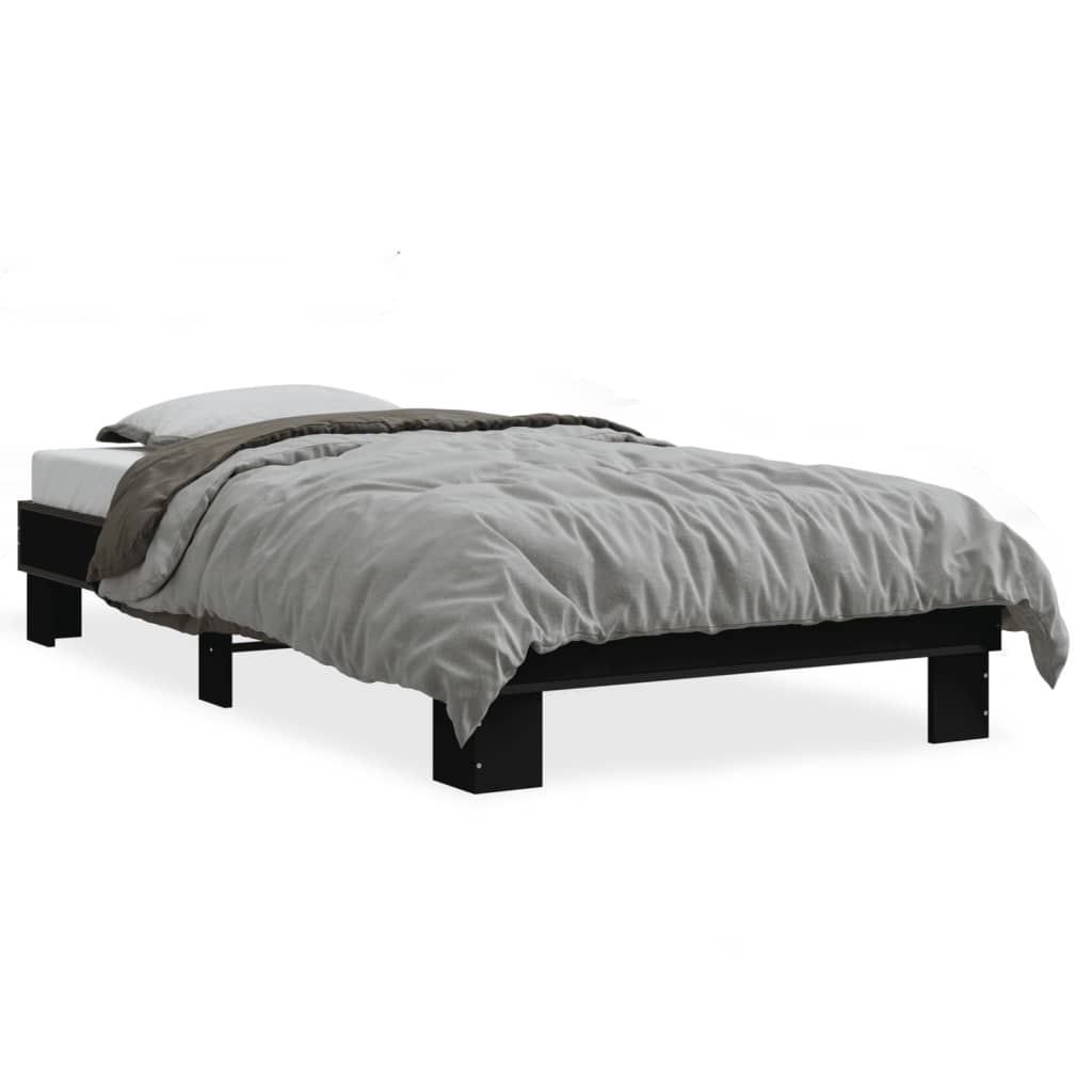Stylish Black Single Bed Frame 90x190 cm - Metal Design