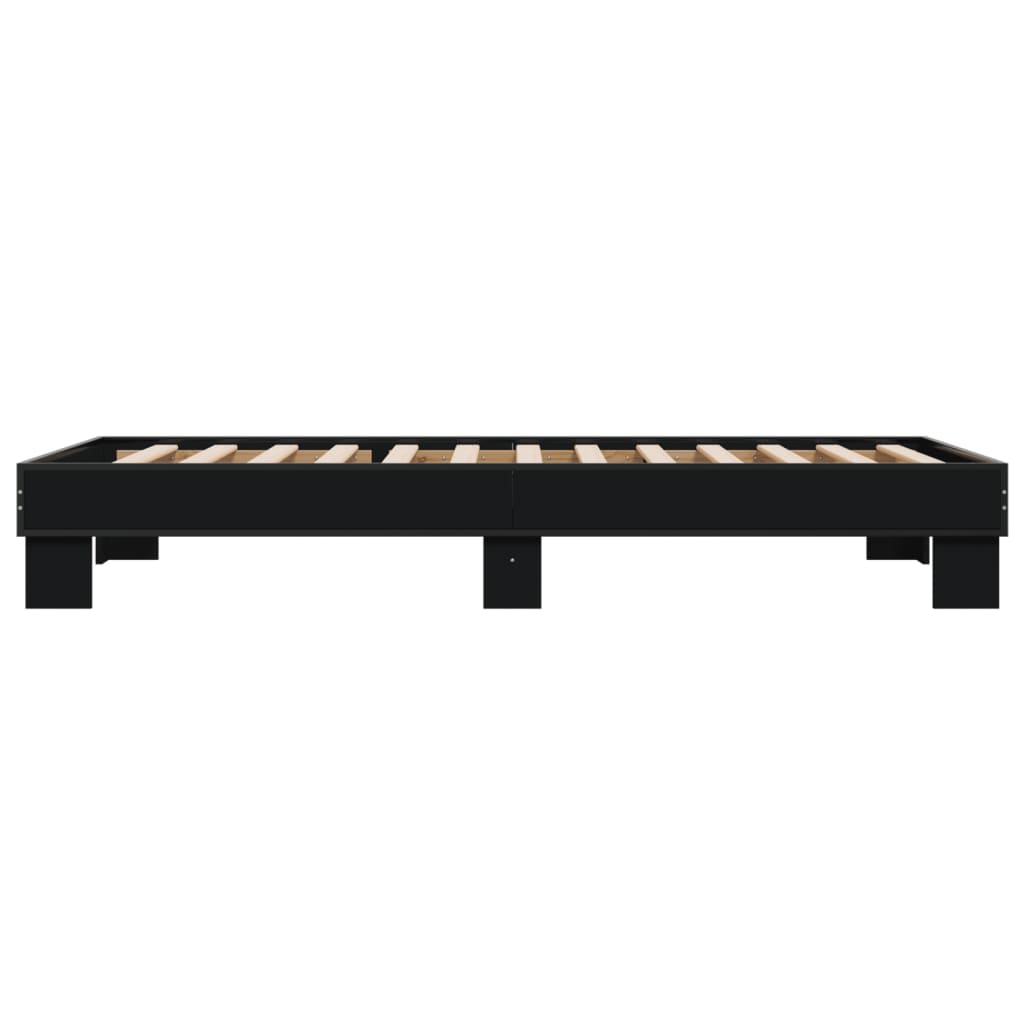 Stylish Black Single Bed Frame 90x190 cm - Metal Design