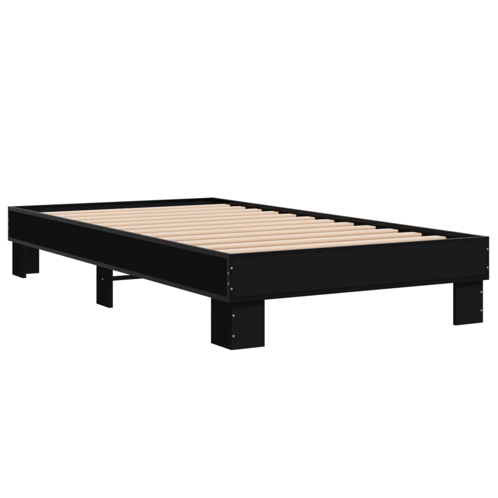 Stylish Black Single Bed Frame 90x190 cm - Metal Design