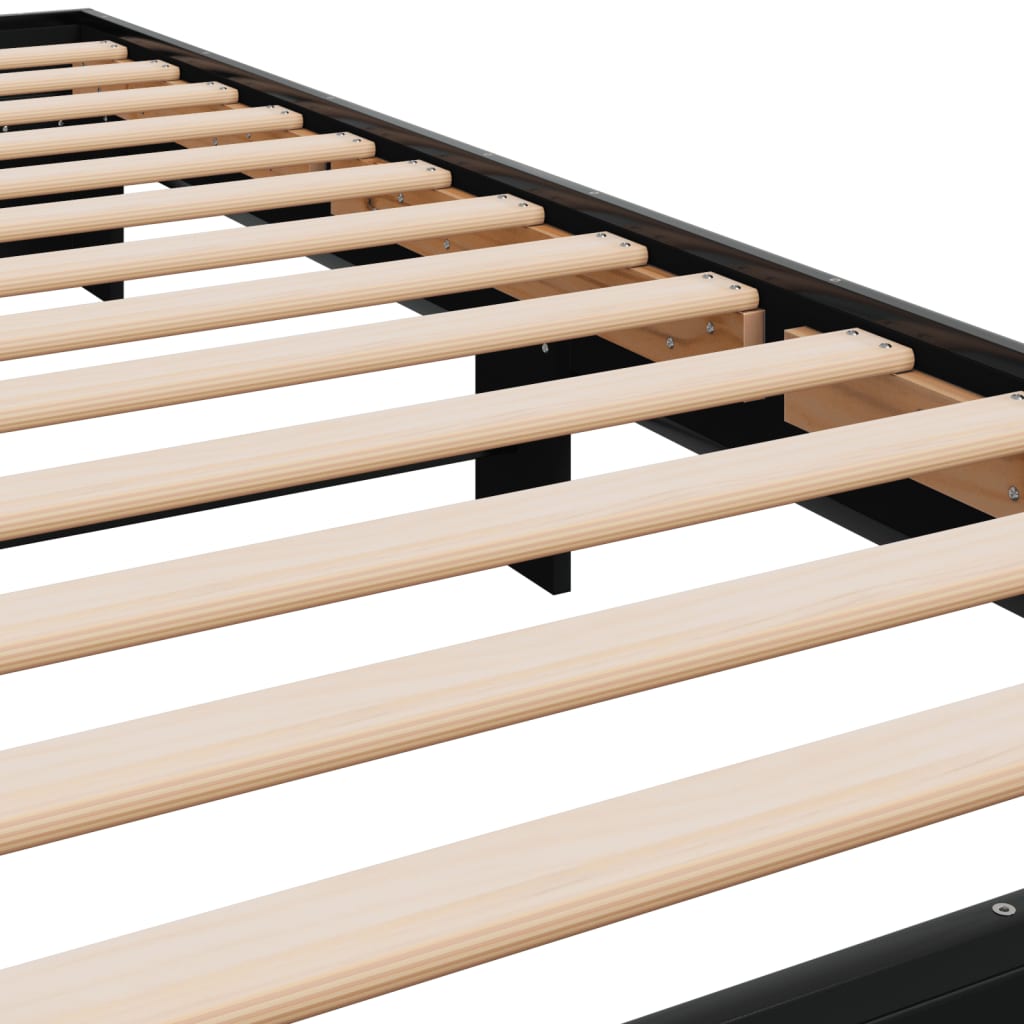 Stylish Black Single Bed Frame 90x190 cm - Metal Design