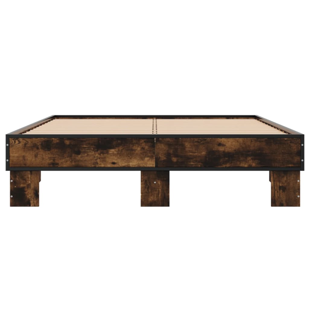 Smoked Oak Double Bed Frame 135x190 cm - No Mattress Included