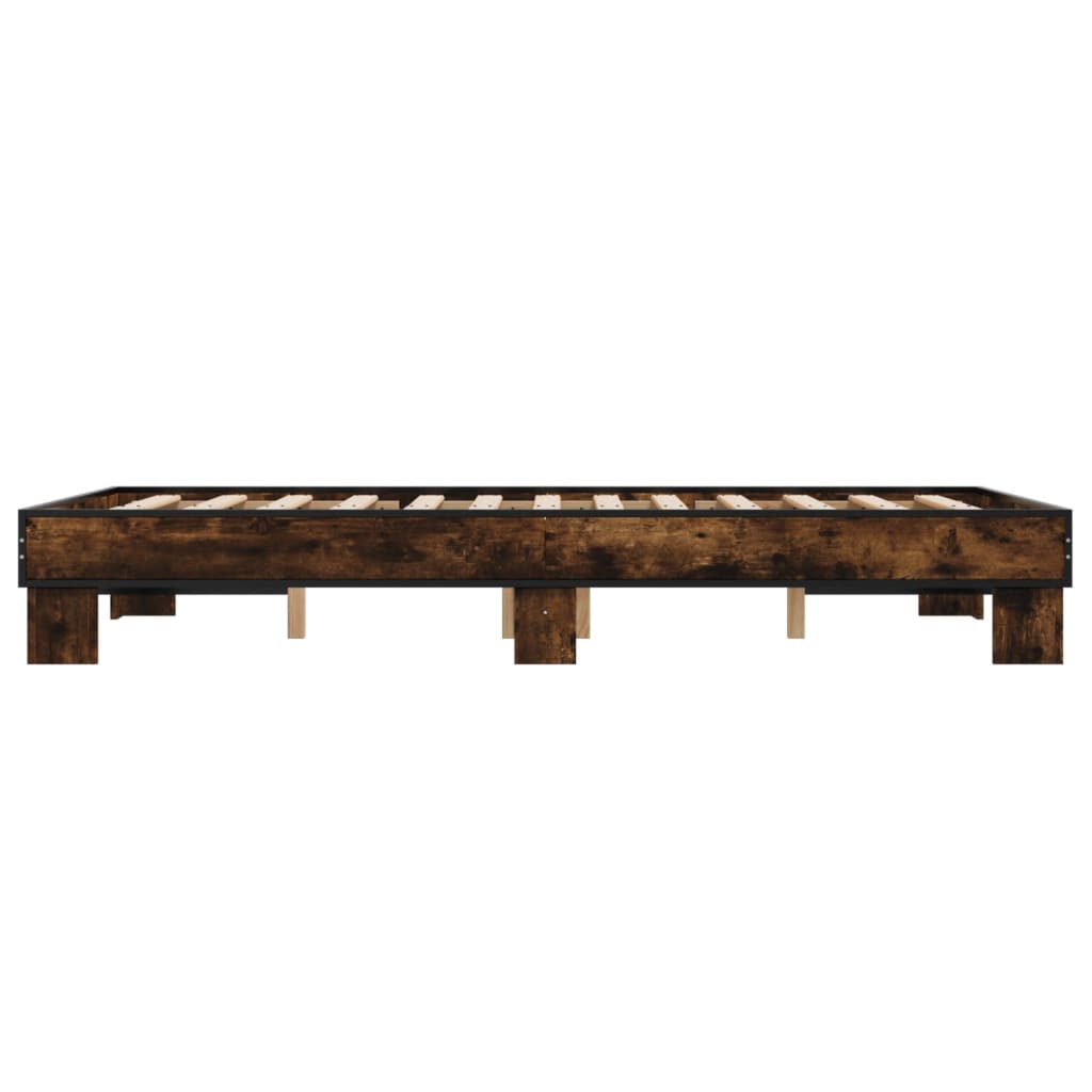 Smoked Oak Double Bed Frame 135x190 cm - No Mattress Included