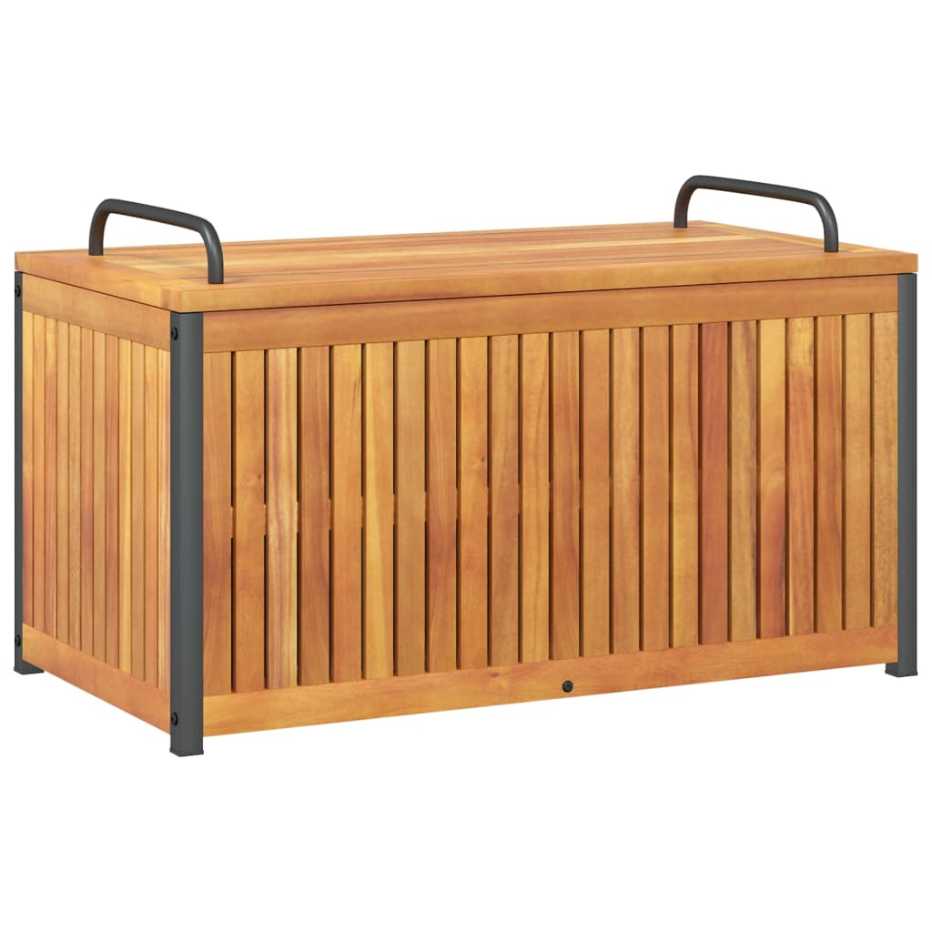 Acacia Wood & Steel Outdoor Cushion Box 85x45x45cm