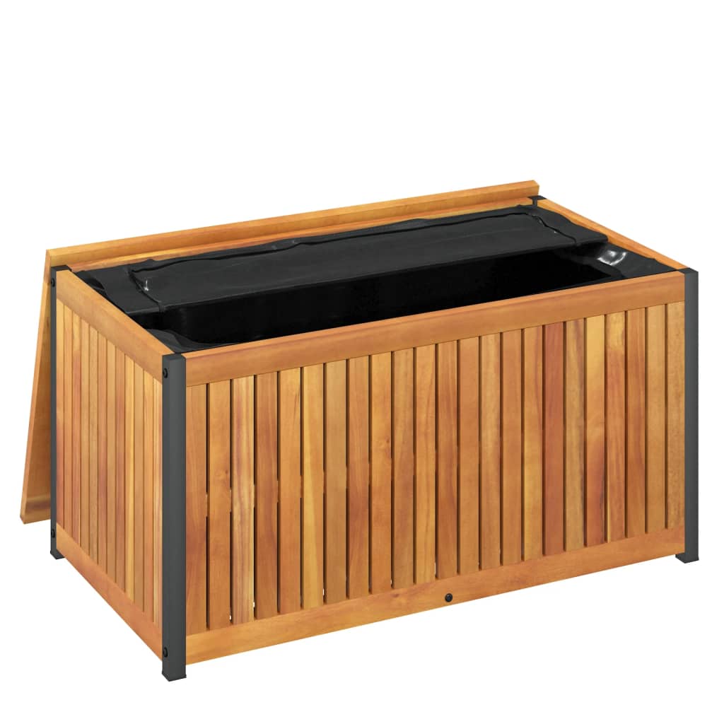 Acacia Wood & Steel Outdoor Cushion Box 85x45x45cm