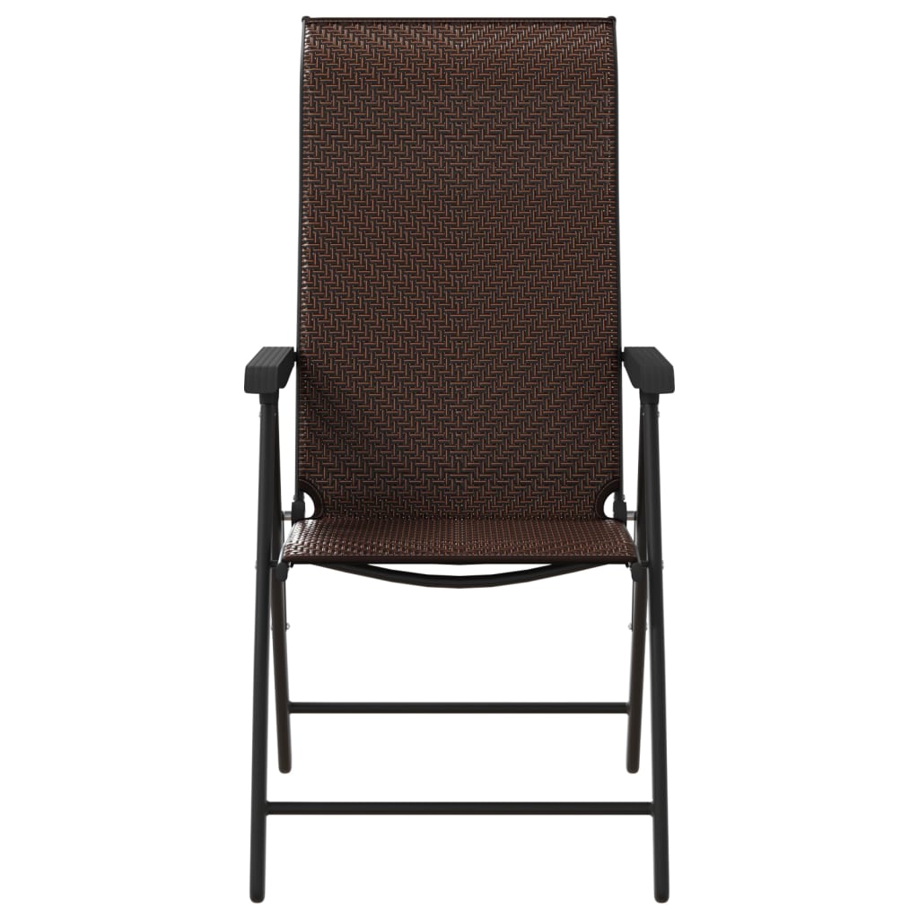 Brown Poly Rattan Folding Garden Chairs - Set of 4, Outdoor Seating