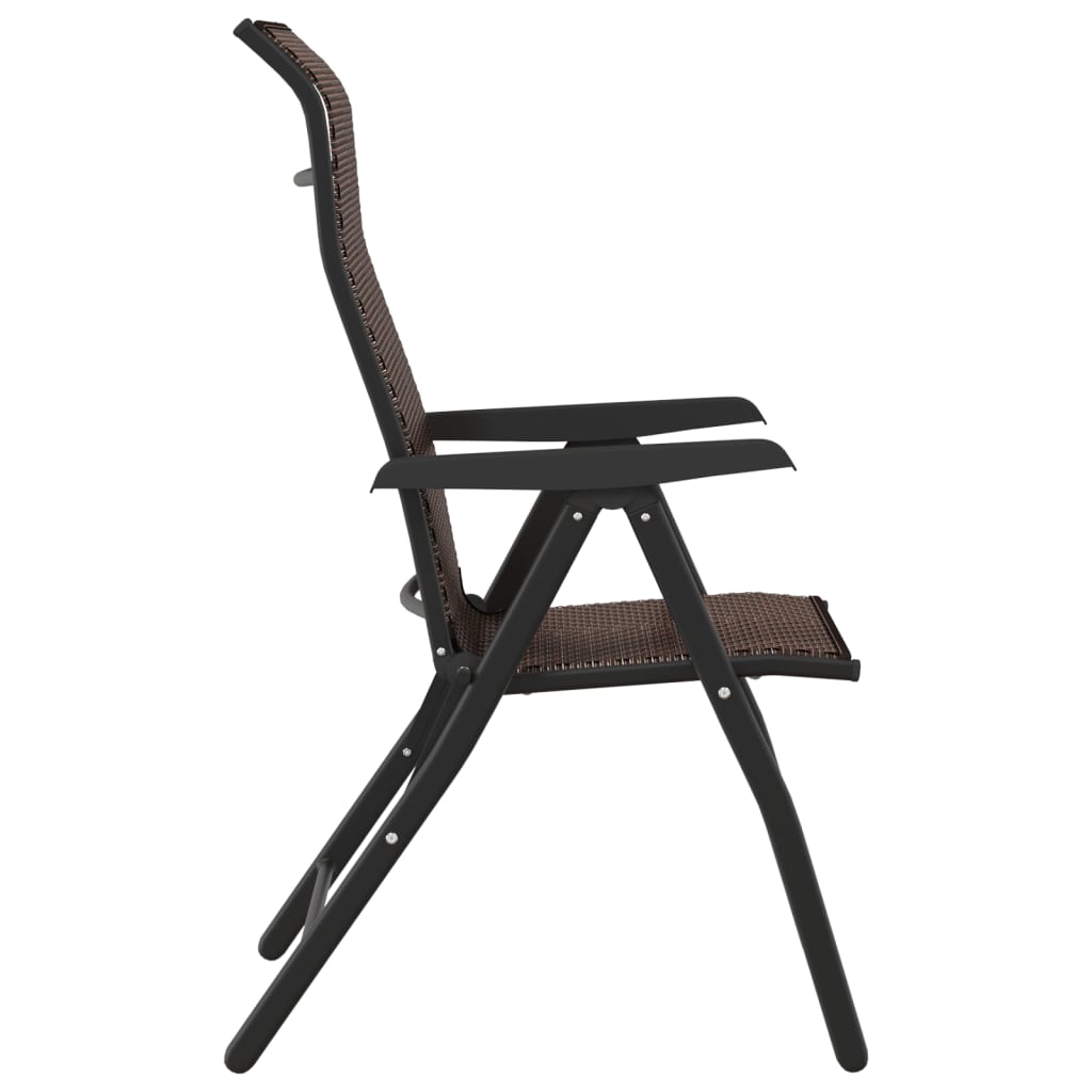 Brown Poly Rattan Folding Garden Chairs - Set of 4, Outdoor Seating