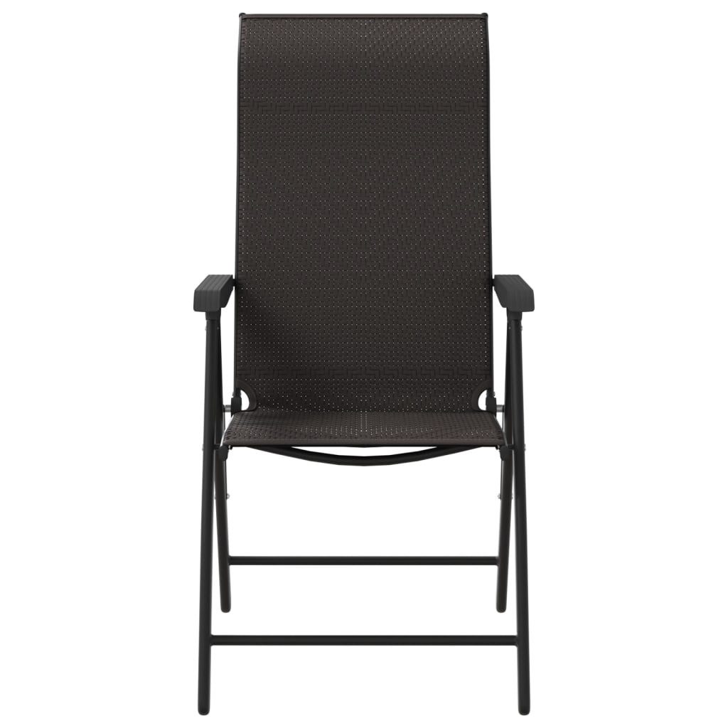 4-Piece Black Coffee Poly Rattan Folding Garden Chairs Set