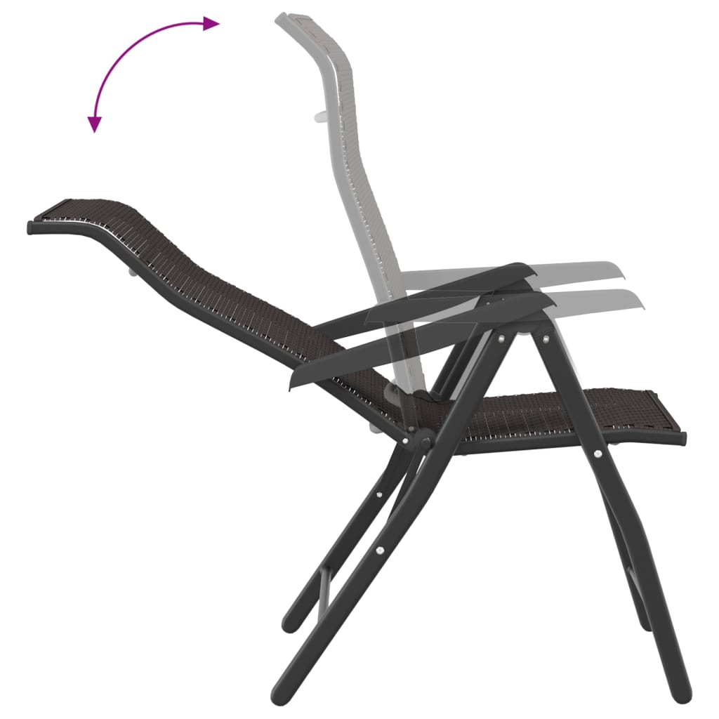 4-Piece Black Coffee Poly Rattan Folding Garden Chairs Set