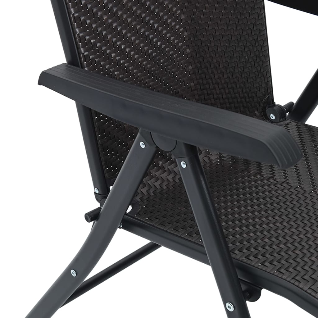 4-Piece Black Coffee Poly Rattan Folding Garden Chairs Set