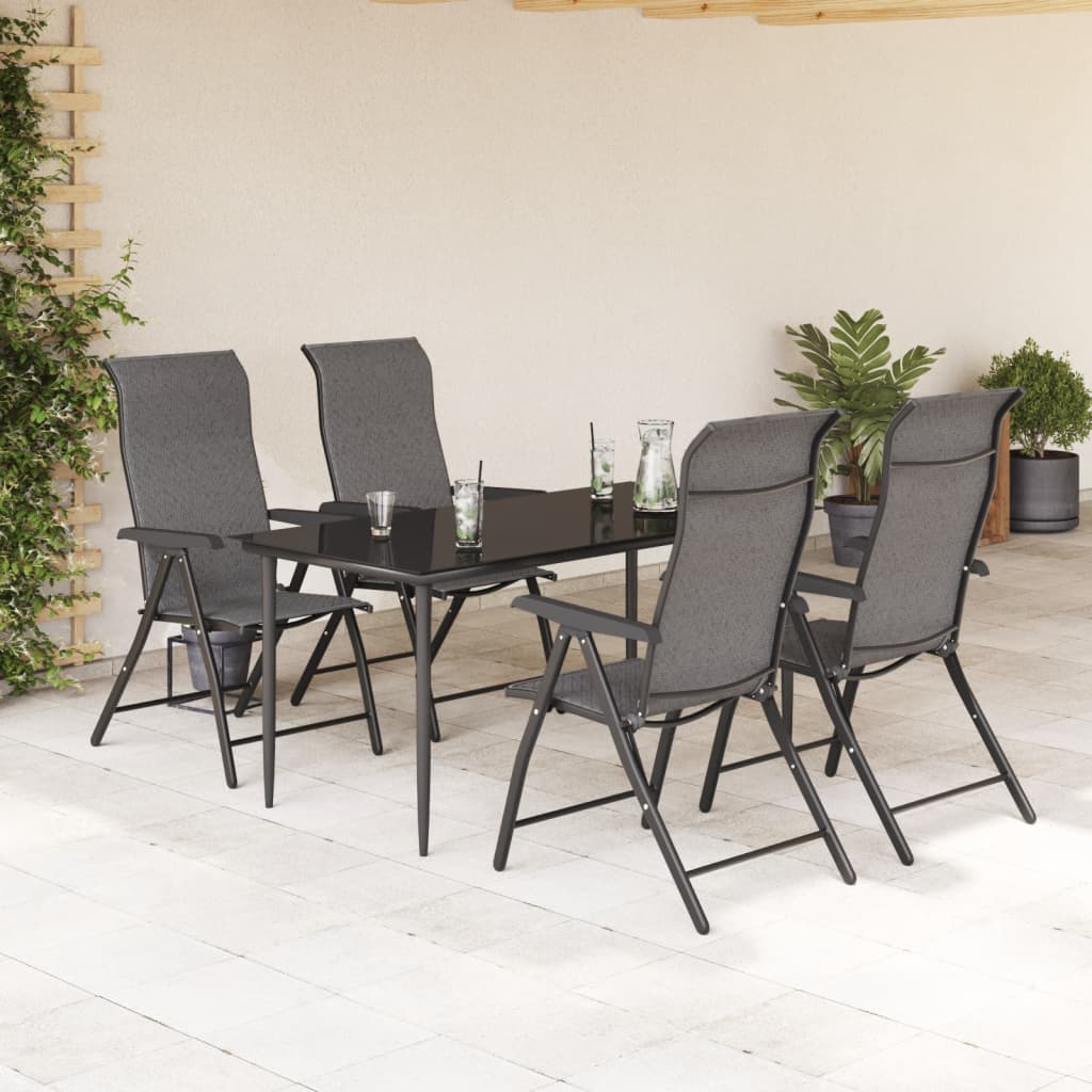 Grey Poly Rattan Folding Garden Chairs - Set of 4