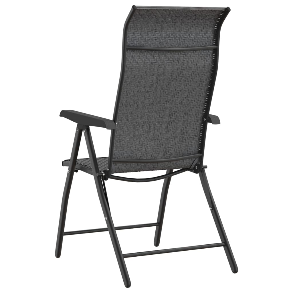 Grey Poly Rattan Folding Garden Chairs - Set of 4