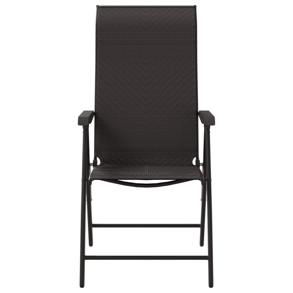 8 Pc Black Coffee Poly Rattan Folding Garden Chairs Set