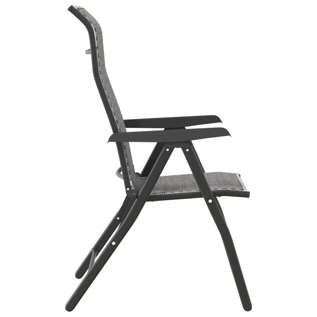 8-Piece Grey Poly Rattan Folding Garden Chairs Set