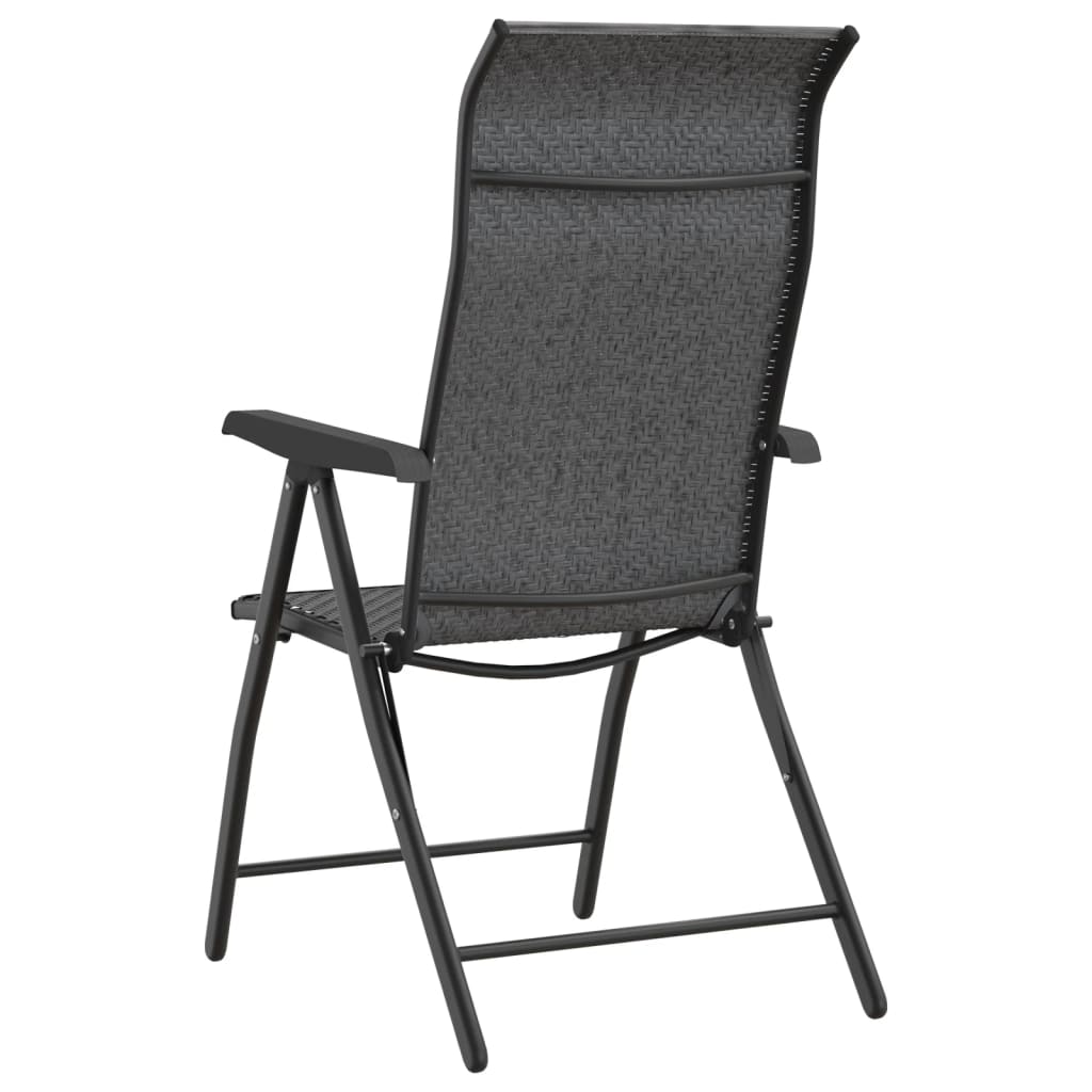 8-Piece Grey Poly Rattan Folding Garden Chairs Set