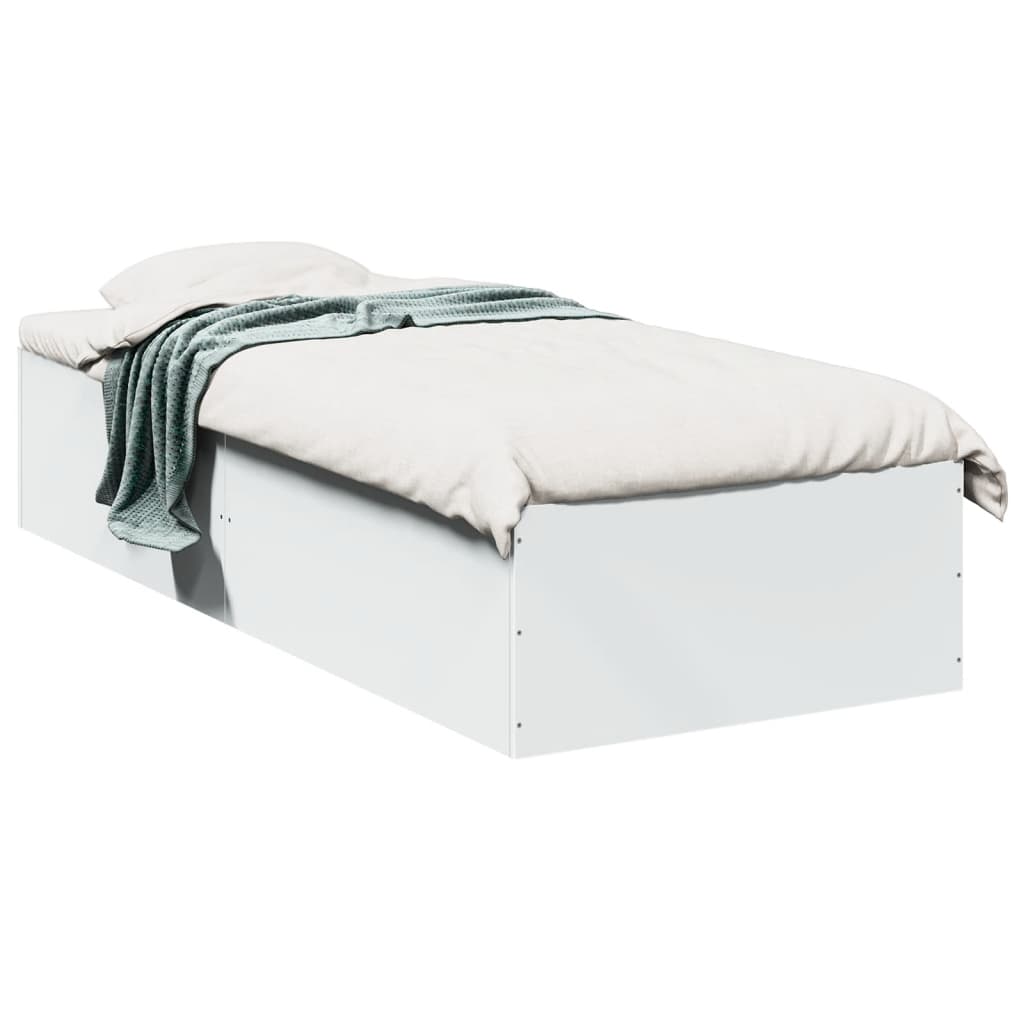 White Engineered Wood Bed Frame 75x190 cm - Small Single