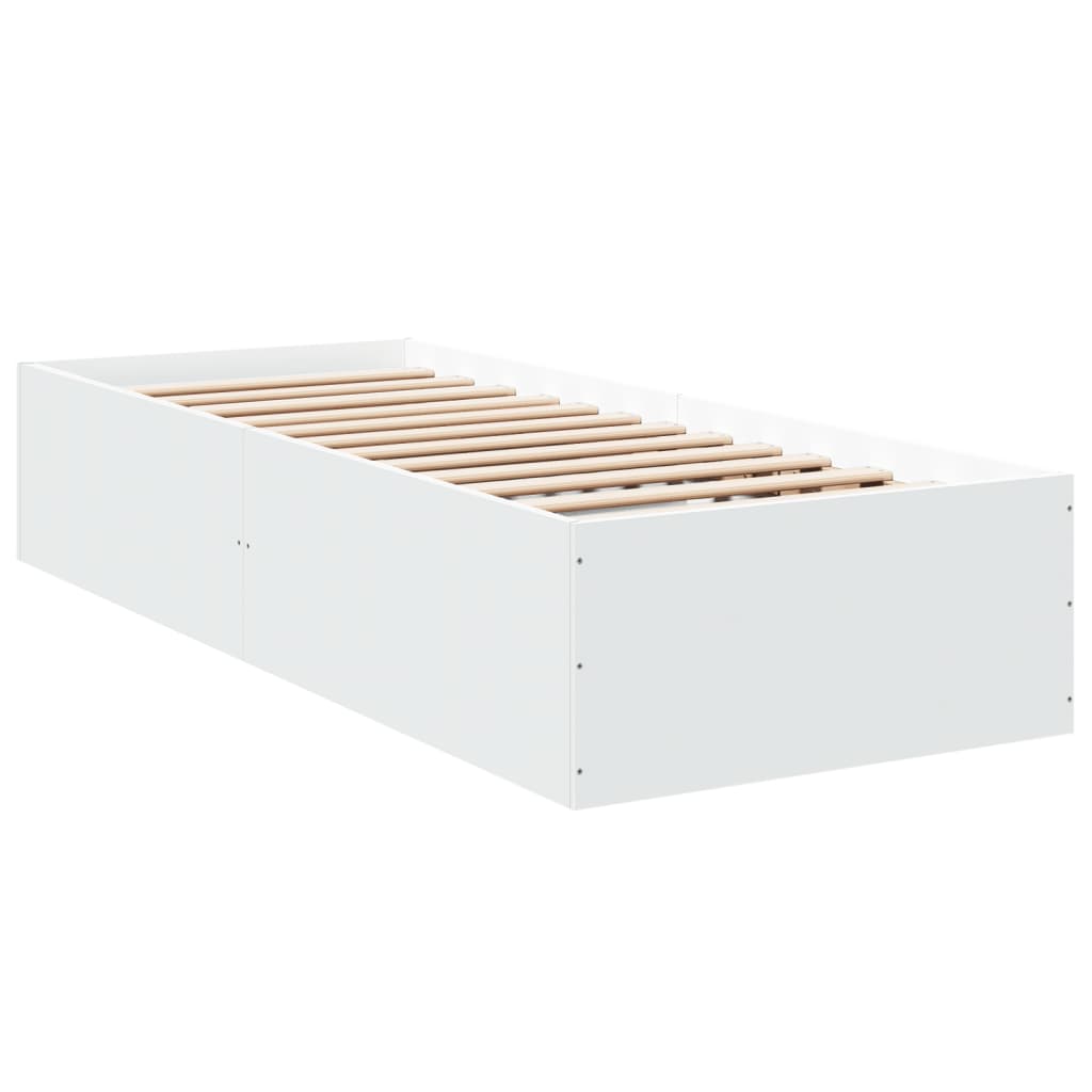 White Engineered Wood Bed Frame 75x190 cm - Small Single
