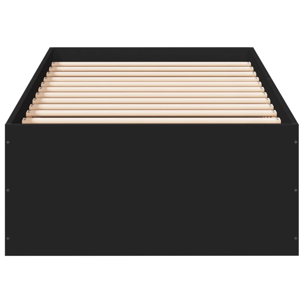 Compact Black Engineered Wood Bed Frame 75x190 cm - No Mattress