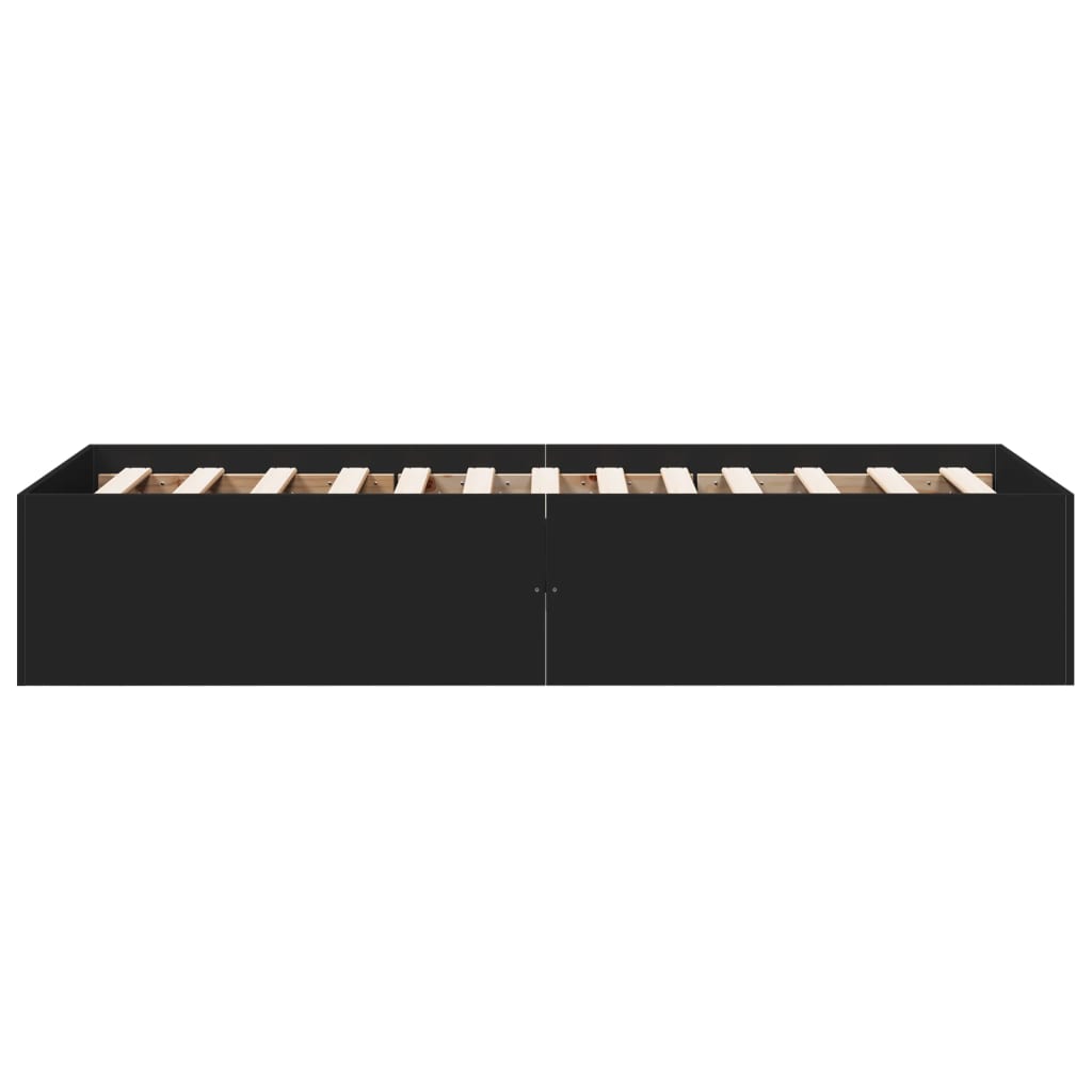 Compact Black Engineered Wood Bed Frame 75x190 cm - No Mattress