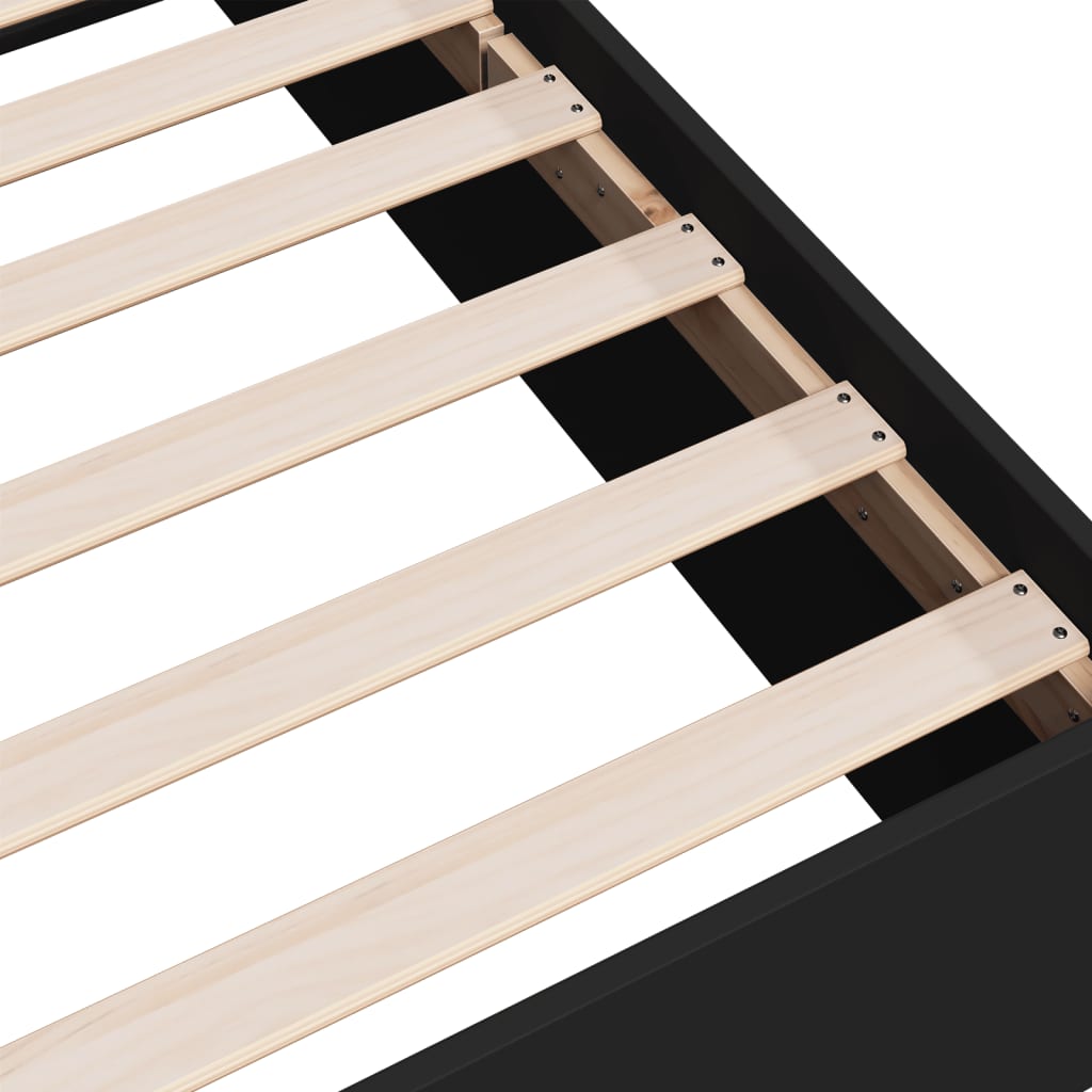 Compact Black Engineered Wood Bed Frame 75x190 cm - No Mattress