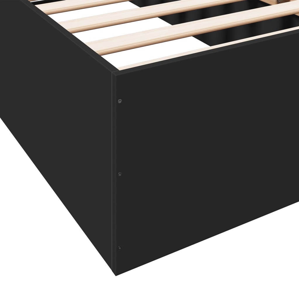 Compact Black Engineered Wood Bed Frame 75x190 cm - No Mattress