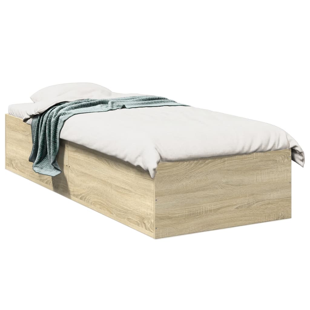 Sonoma Oak Small Single Bed Frame 75x190 cm - Engineered Wood