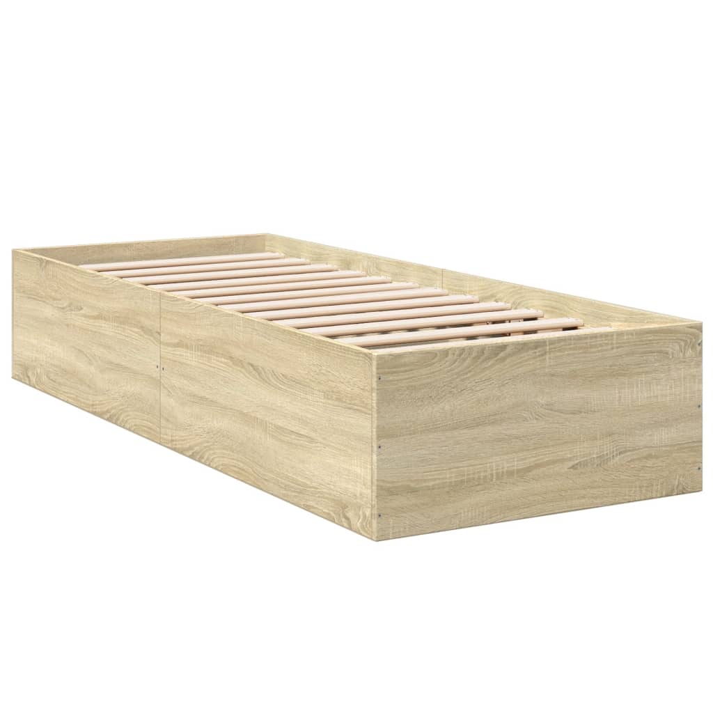 Sonoma Oak Small Single Bed Frame 75x190 cm - Engineered Wood