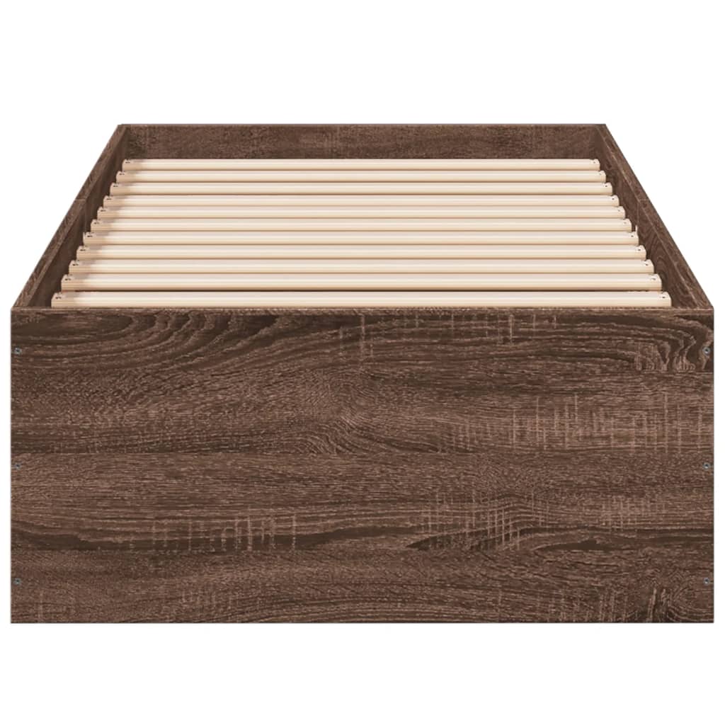 Brown Oak Small Single Bed Frame 75x190 cm - No Mattress Included