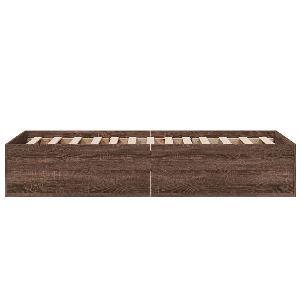 Brown Oak Small Single Bed Frame 75x190 cm - No Mattress Included