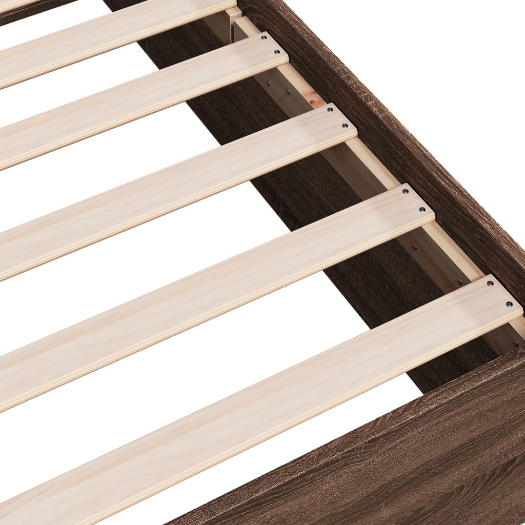 Brown Oak Small Single Bed Frame 75x190 cm - No Mattress Included