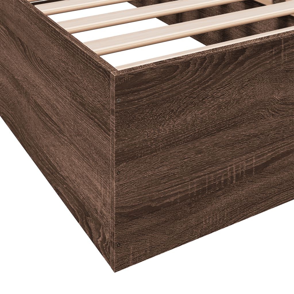 Brown Oak Small Single Bed Frame 75x190 cm - No Mattress Included